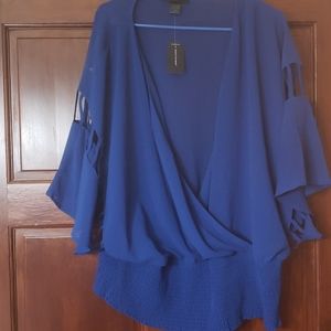 Royal blue dolman sleeved shirt
